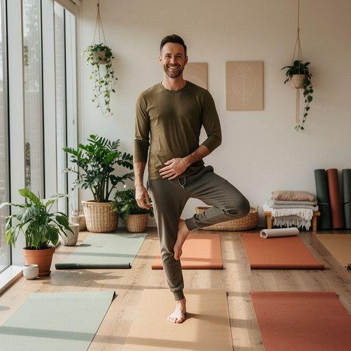 Kobieta wykonująca skrętne pozycje jogi w pięknej, naturalnej scenerii, promująca detoksykację ciała.